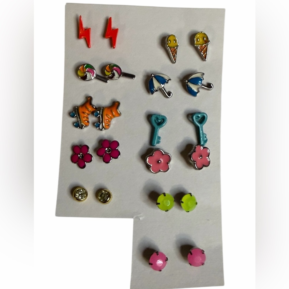 Set of 11 Colorful Kids Earrings